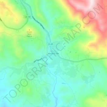 Topografische Karte Mormon Bar, Höhe, Relief