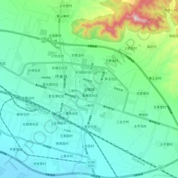 Topografische Karte 沙城镇, Höhe, Relief