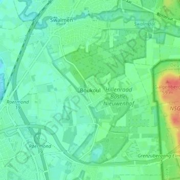 Topografische Karte Boukoul, Höhe, Relief