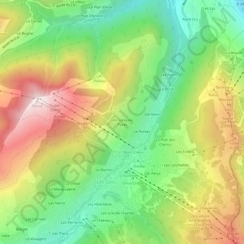 Topografische Karte Les Longues Poses, Höhe, Relief