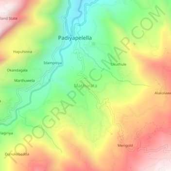 Topografische Karte Mathurata, Höhe, Relief