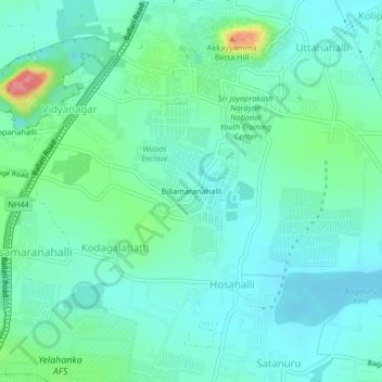 Topografische Karte Billamaranahalli, Höhe, Relief