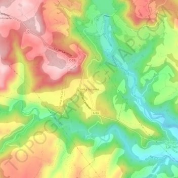 Topografische Karte Santa Susanna, Höhe, Relief