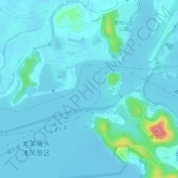 Topografische Karte 梅梁湾, Höhe, Relief