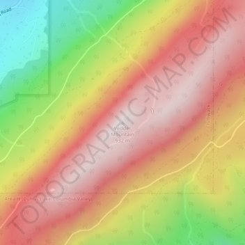 Topografische Karte Vedder Mountain, Höhe, Relief