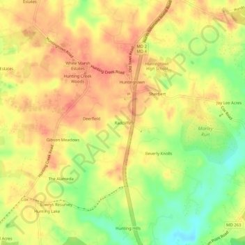 Topografische Karte Radcliffe, Höhe, Relief