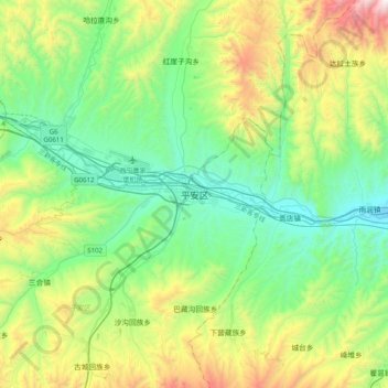 Topografische Karte 平安区, Höhe, Relief