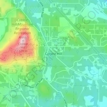 Topografische Karte Cobble Hill, Höhe, Relief