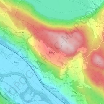 Topografische Karte Insberg, Höhe, Relief