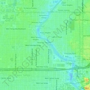 Topografische Karte Michigan Park, Höhe, Relief