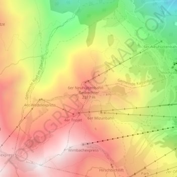 Topografische Karte Gedrechter, Höhe, Relief