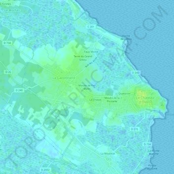 Topografische Karte Moulin de Fief Melin, Höhe, Relief