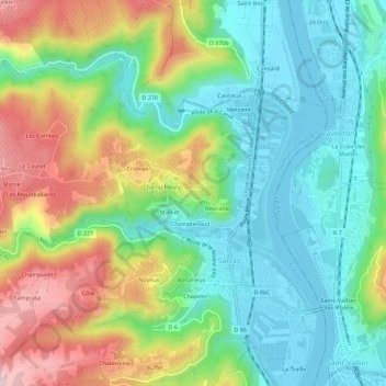 Topografische Karte Peyret, Höhe, Relief