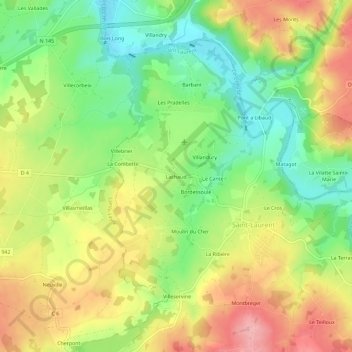 Topografische Karte Lachaud, Höhe, Relief