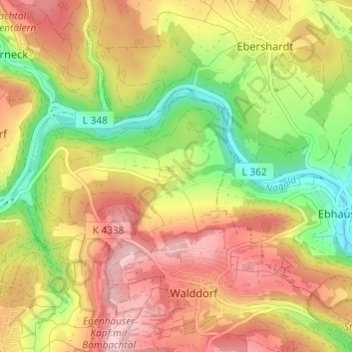Topografische Karte Monhardt, Höhe, Relief