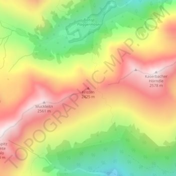 Topografische Karte Kristen, Höhe, Relief
