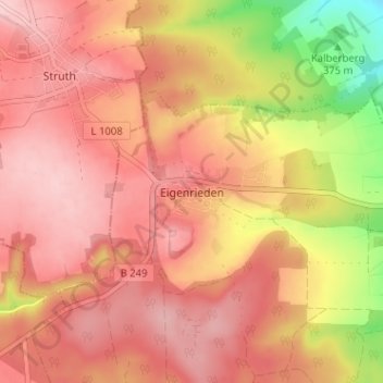 Topografische Karte Eigenrieden, Höhe, Relief