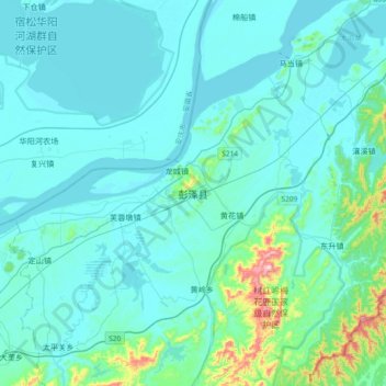 Topografische Karte 彭泽县, Höhe, Relief