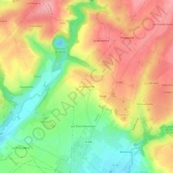 Topografische Karte La Briaudière, Höhe, Relief
