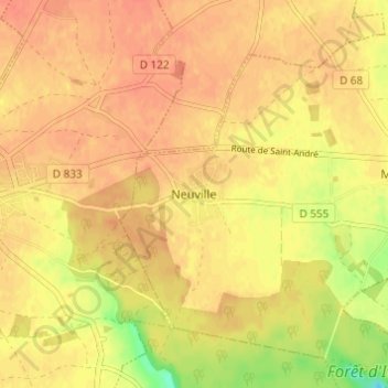 Topografische Karte Neuville, Höhe, Relief