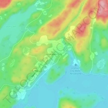 Topografische Karte Uranium City, Höhe, Relief