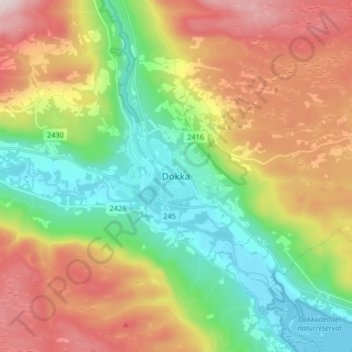 Topografische Karte Dokka, Höhe, Relief