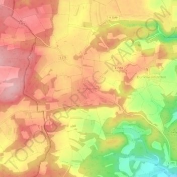 Topografische Karte Ittenhausen, Höhe, Relief