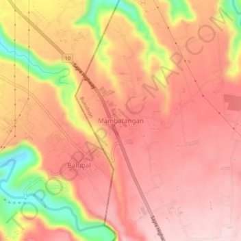 Topografische Karte Mambatangan, Höhe, Relief