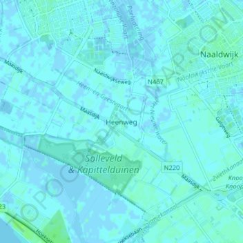 Topografische Karte Heenweg, Höhe, Relief