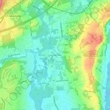 Topografische Karte Lower Montville, Höhe, Relief