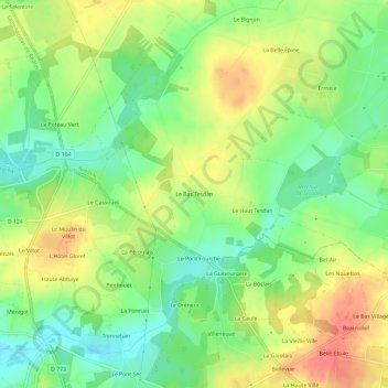 Topografische Karte Le Bas Tesdan, Höhe, Relief