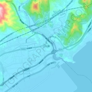 Topografische Karte 江口镇, Höhe, Relief