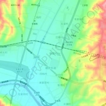 Topografische Karte 联盟村, Höhe, Relief