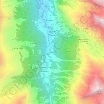 Topografische Karte Bien, Höhe, Relief