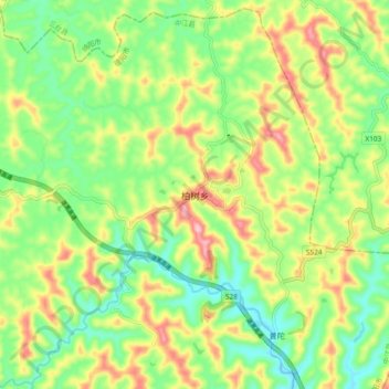 Topografische Karte 柏树乡, Höhe, Relief