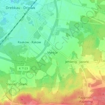 Topografische Karte Merkur, Höhe, Relief
