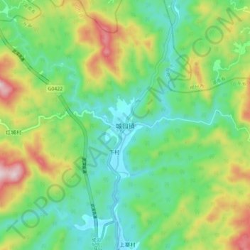 Topografische Karte 城口镇, Höhe, Relief