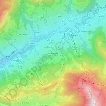 Topografische Karte Les Grabilles, Höhe, Relief