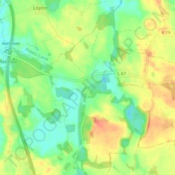 Topografische Karte Depenau, Höhe, Relief