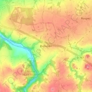 Topografische Karte Buhulien, Höhe, Relief