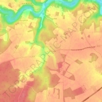 Topografische Karte La Torchaise, Höhe, Relief