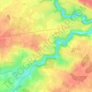 Topografische Karte Boësse, Höhe, Relief