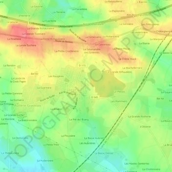 Topografische Karte Les Rochettes, Höhe, Relief