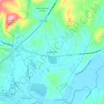 Topografische Karte Benton Hills, Höhe, Relief