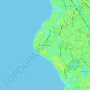 Topografische Karte Miramar Terrace, Höhe, Relief