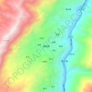 Topografische Karte 锦屏镇, Höhe, Relief