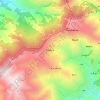 Topografische Karte Panchase, Höhe, Relief
