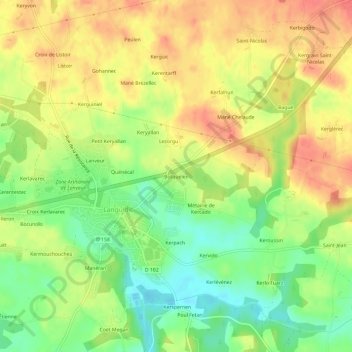 Topografische Karte Botquelen, Höhe, Relief