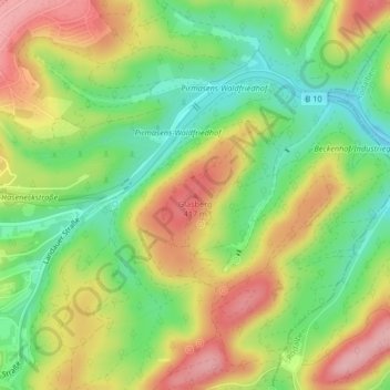 Topografische Karte Glasberg, Höhe, Relief