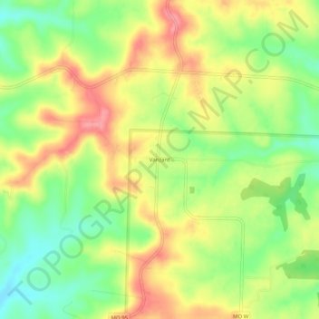 Topografische Karte Vanzant, Höhe, Relief